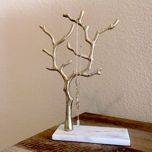 Gold and Marble Tree Jewelry Stand